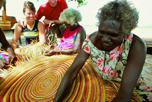 weaving b Indigenous woman